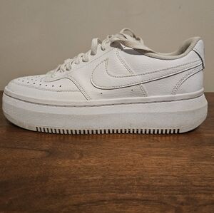 Women's Nike Court Vision Alta 'Triple White' platform sneakers, size 9.5